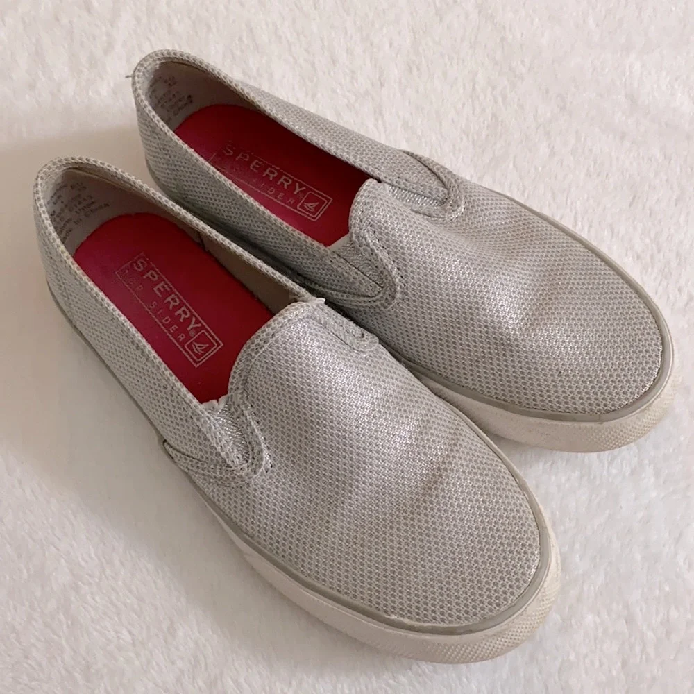 Sperry | Top-Sider Seaside Slip On Mesh Sneaker YG54592 Silver Metallic (1.5) - Picture 16 of 16